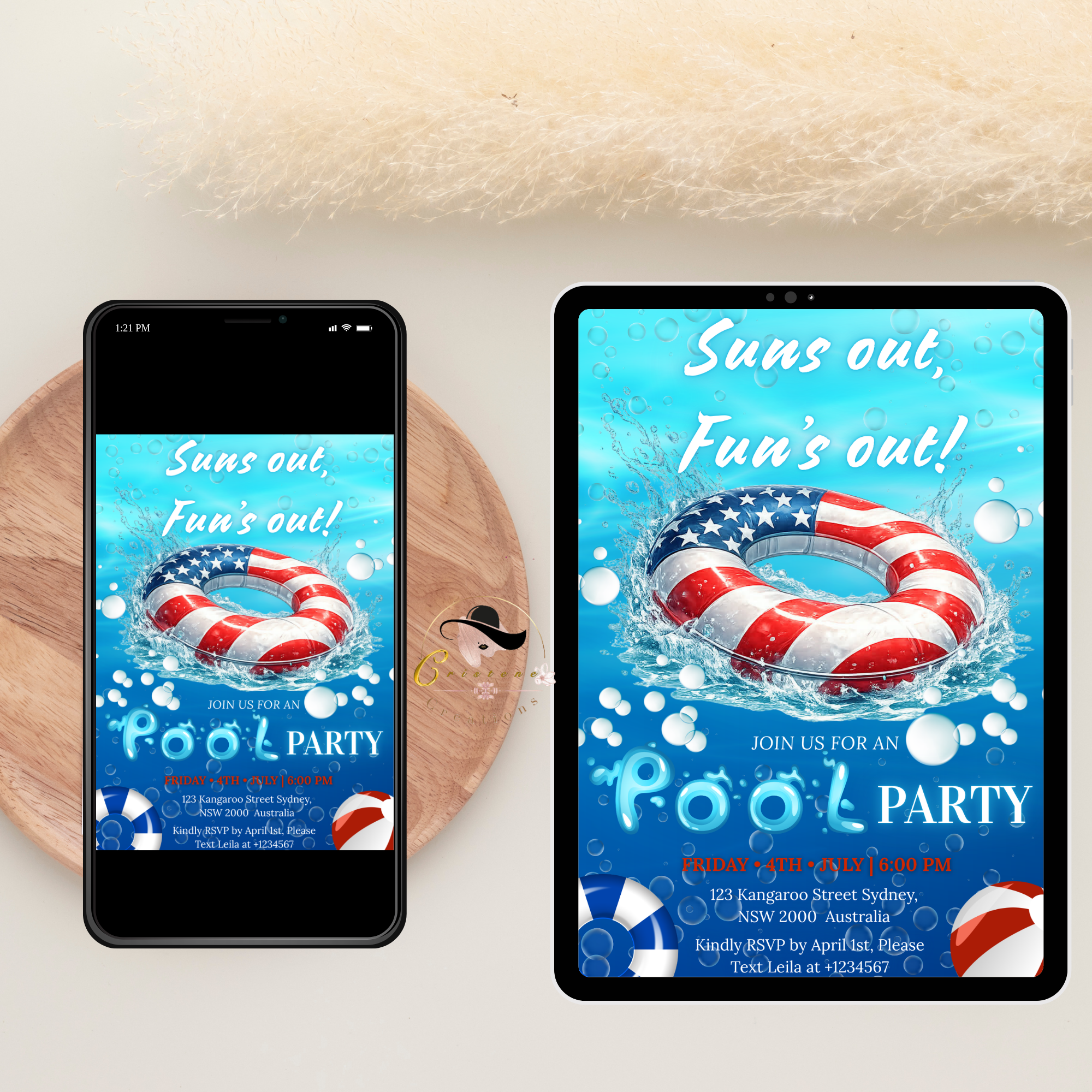 4th of July Pool Party Invitation, Summer BBQ Cookout Invite, USA Independence Day Party, Patriotic Invite, Canva Digital Printable Template