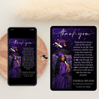 Purple Graduation Thank You Card with Photo, Grad Party Thank You Note for Him and Her, Class of 2026 Appreciation Card, Printable Template