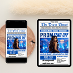 Newspaper Prom Send Off Invitation, Prom Queen with photo invite, Teen Boy Prom Night Party Flyer, Blue Prom Card Digital Printable Template