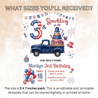 4th of July Birthday Invitation for Kids, Patriotic Pool Party Invite, Fourth of July Invite, Red White Blue Printable Digital Template