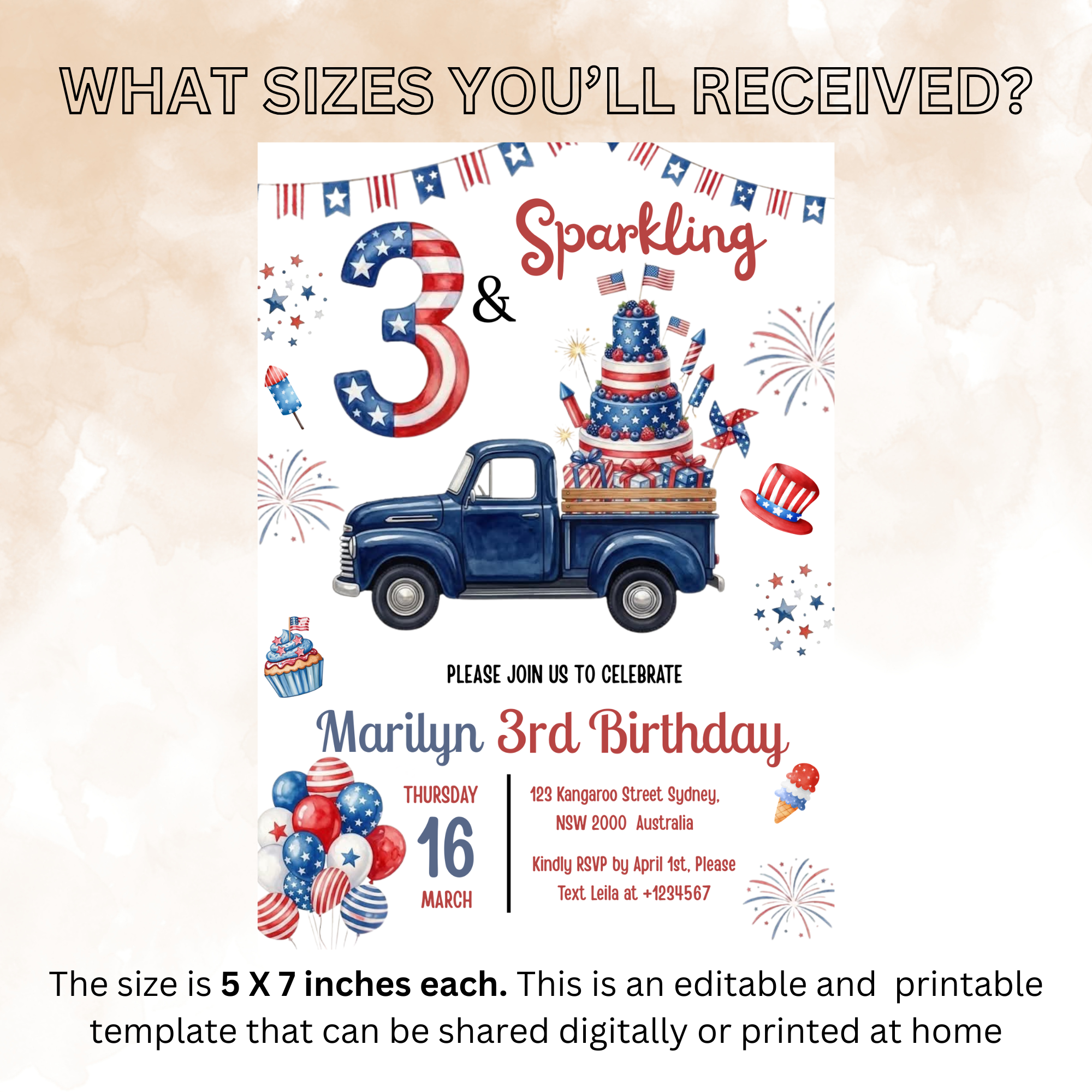 4th of July Birthday Invitation for Kids, Patriotic Pool Party Invite, Fourth of July Invite, Red White Blue Printable Digital Template