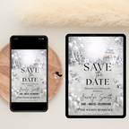 White Silver Save the Date Birthday Invitation, Diamond Jubilee Save Date Party Invite, Elegant Woman Card, Printable Digital Template