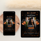 Graduation Party Invitation with Photo, Class of 2026 Grad Announcement Invite for Boys and Girls, Orange Editable Canva Printable Template