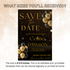 Black Gold Save the Date Invitation, Birthday Party Save Date invite, Retirement Event Card, Elegant Printable Canva Digital Template