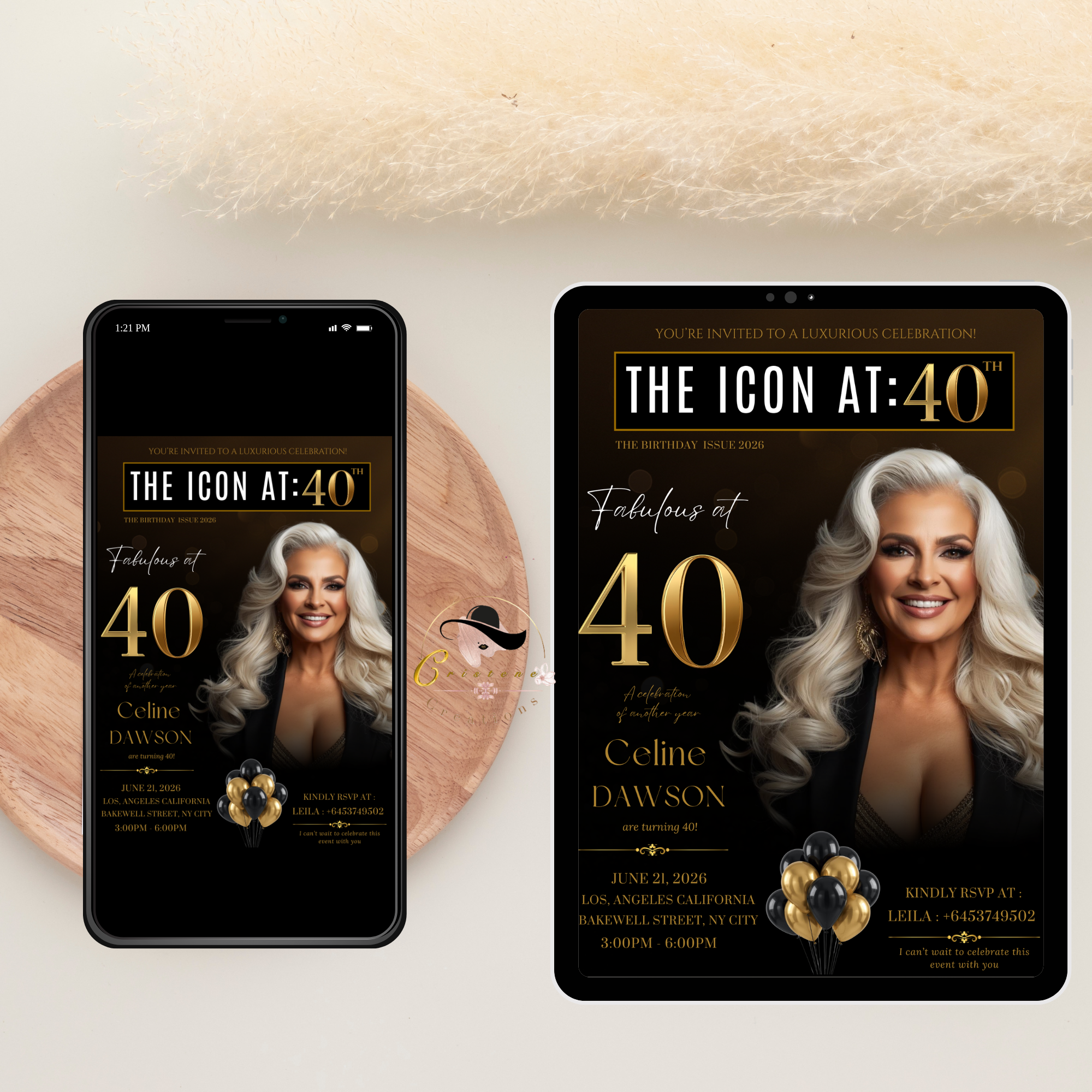 40th Birthday Invitation for Man and Woman, 40 and Fabulous, Elegant Birthday Dinner Invite, Photo Invitation Card Template, Editable Canva