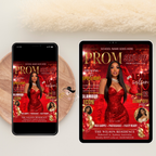 Red Prom Send Off Party Invitation, Prom Queen with photo invite, Girls Prom Night Flyer, Elegant Magazine Cover, Digital Printable Template