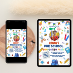 Preschool Pre K Graduation Invitation with Photo, Kindergarten Class of 2026 Grad Party Invite for Him and Her, Editable Canva Template