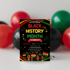 Juneteenth Invitation, Independence Day, Black Freedom Celebration Flyer Card, Black History Month Invite, Digital Printable Template