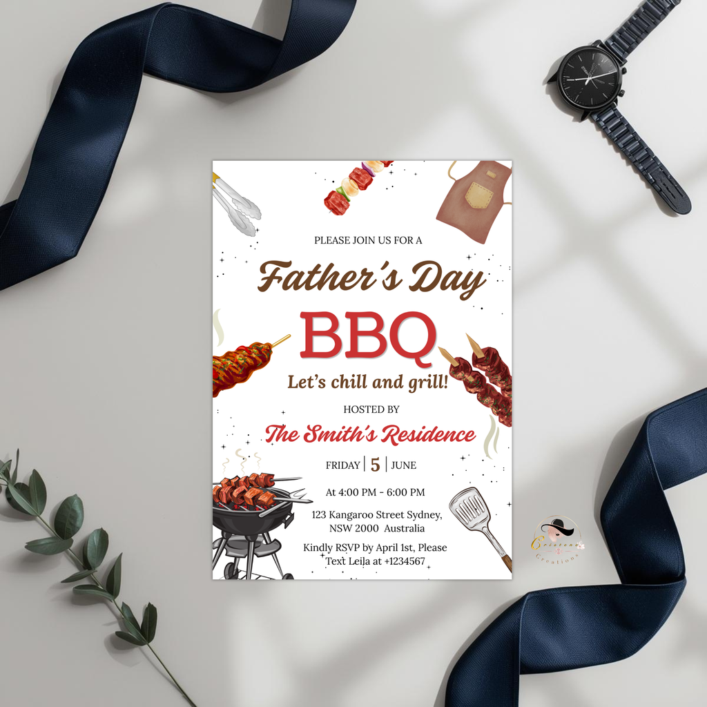 Fathers Day BBQ Party Invitation, Dad Barbecue Invite, Father's Day Brunch Celebration, Dad Flyer Card, Digital Printable Template