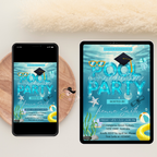 Graduation Pool Party Invitation, Senior High School College Grad Announcement Party Invite for Him and Her, Editable Canva Template