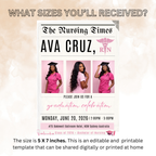 Nurse Graduation Newspaper Invitation with Photo, Pink RN BSN Pinning Ceremony Invite, Canva Digital Printable Flyer Template