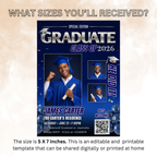 Blue Graduation Invitation, Boy Senior Grad Party with photos invite, Male College High school Graduates Announcement Card Flyer Template
