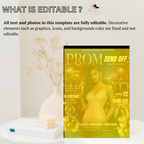 Brown Gold Prom Send Off Party Invitation, Prom Queen with photo invite, Girls Prom Night Flyer, Magazine Cover, Digital Printable Template
