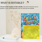 Pool Party Birthday Invitation for Boy, Kids Summer Beach Party Invite, Splish Splash Invite, Blue Printable Editable Digital Template