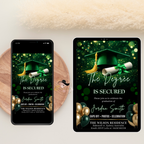 Green Graduation Announcement Invitation, Senior Grad Party invite, High School Class of 2026 Boy Girl Flyer Card Digital Printable Template