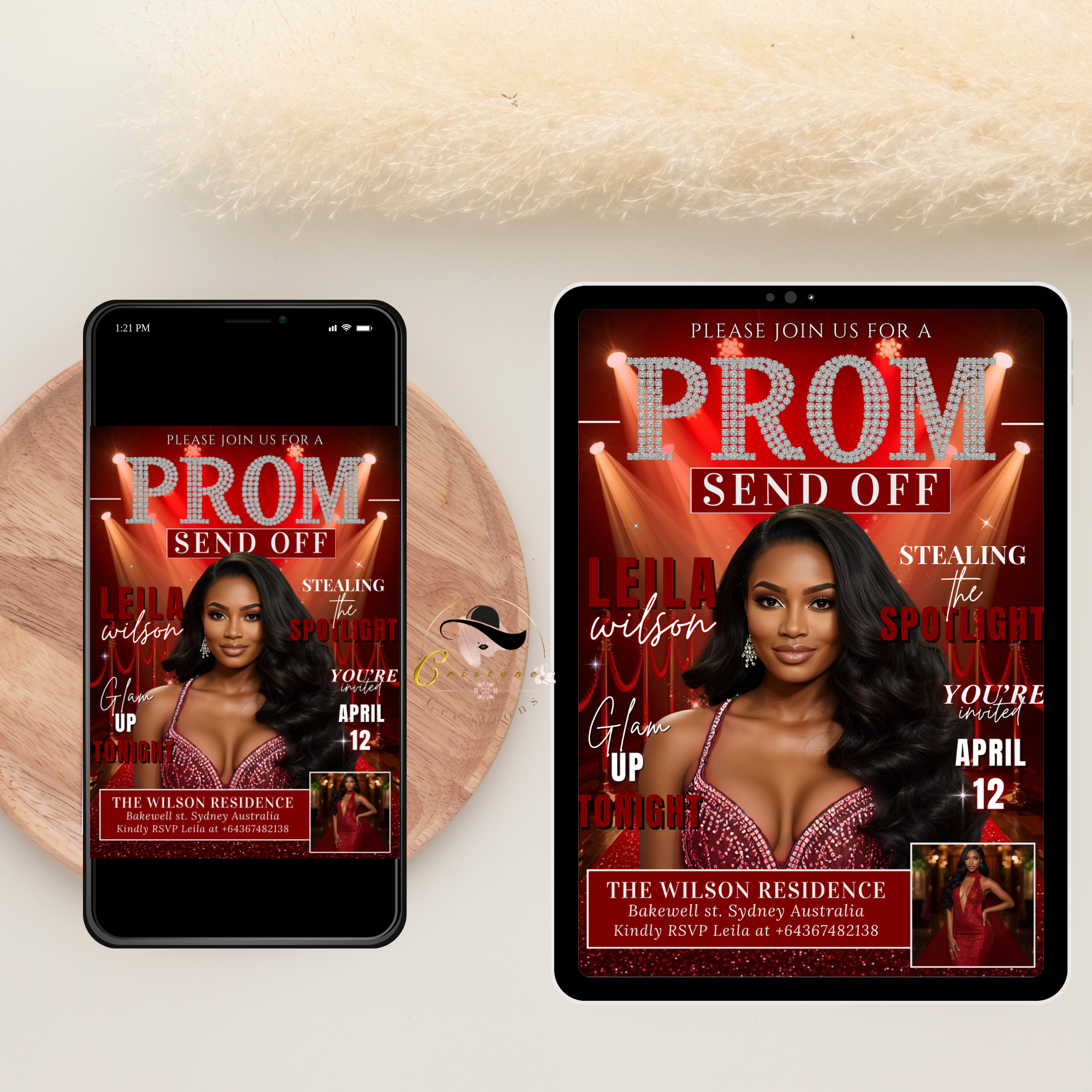 Prom Send Off Party Invitation, Prom Queen with photo invite, Girls Prom Night Flyer, Red Carpet Magazine Style Digital Printable Template