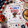 4th of July BBQ Cookout Invitation, Independence Day Patriotic Fireworks Party Invite, Red White Blue Printable Digital Template