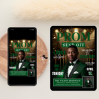 Green Prom Send Off Invitation, Prom King Party with photo invite, Boys Senior Prom Night Flyer, Magazine Style Digital Printable Template