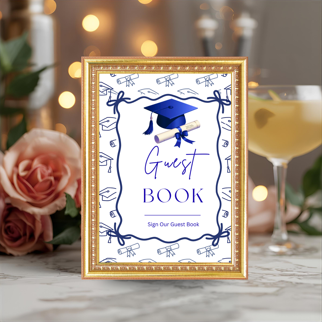 Blue Coquette Graduation Table Signs Bundle, Senior Grad Favor sign, College Fund Sign, Food Sign, Graduates Party Decor Printable Template