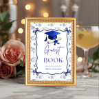 Blue Coquette Graduation Table Signs Bundle, Senior Grad Favor sign, College Fund Sign, Food Sign, Graduates Party Decor Printable Template