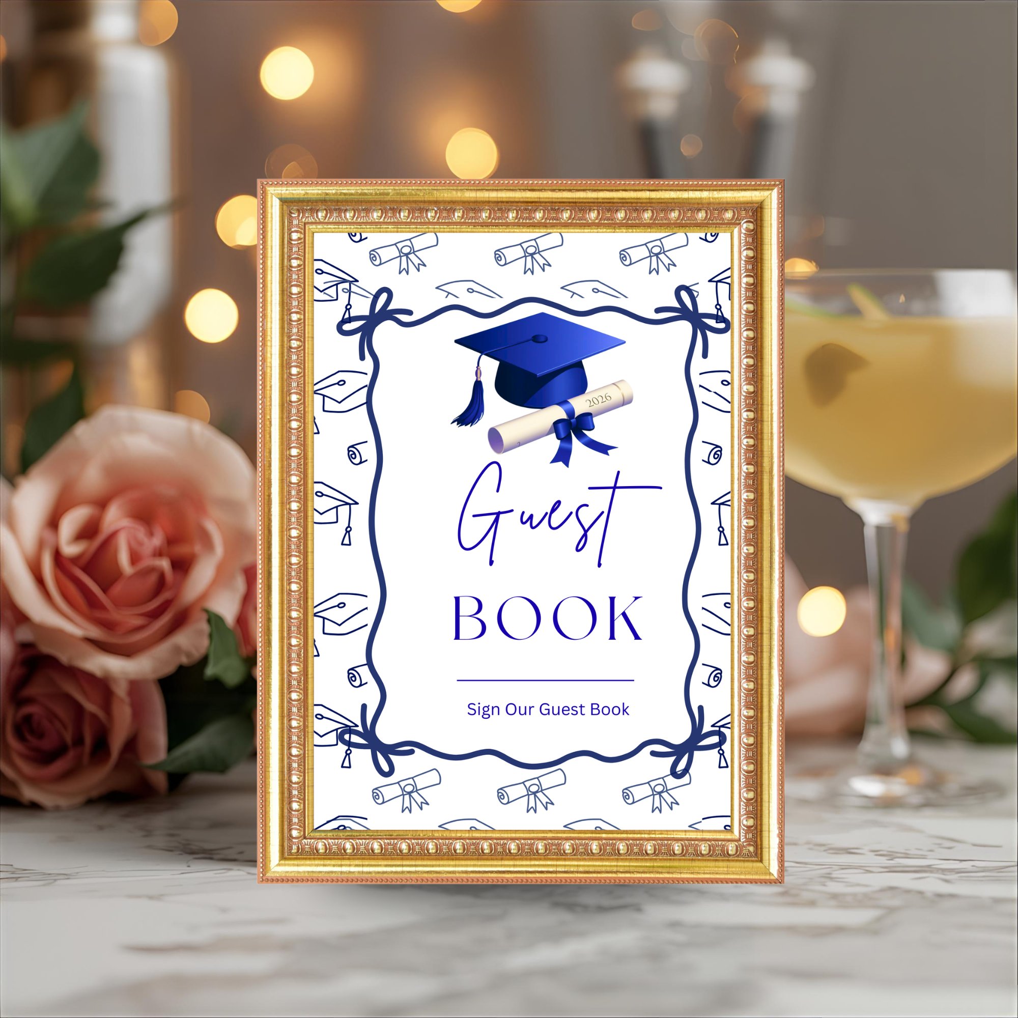Blue Coquette Graduation Table Signs Bundle, Senior Grad Favor sign, College Fund Sign, Food Sign, Graduates Party Decor Printable Template