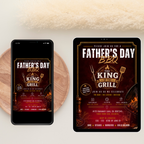 Father’s Day Backyard BBQ Invitation, Summer Grill Party for Dad, Birthday Barbecue Invite for Him, Red Editable Printable Canva Template