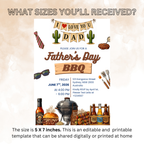 Father’s Day BBQ Cookout Invitation, Dad Party Invite, Pool Party Food Drinks Whiskey, Barbecue Invite, Printable Digital Canva Template