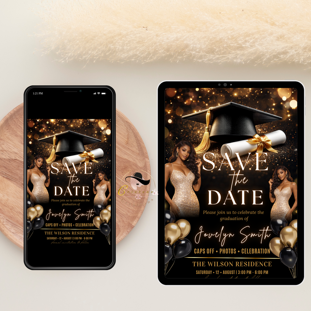 Save The Date Graduation Invitation, High School Grad Announcement Card with photo invite, Class of 2026 Flyer, Digital Printable Template