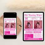 Newspaper Nurse Graduation Invitation with Photo, RN BSN LPN Pinning Ceremony Party, Pink Nursing Grad Invite, Editable Printable Template
