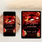 Red Graduation Announcement Invitation, Senior Grad Party invite, High School Class of 2026 Boy Girl Flyer Card, Digital Printable Template