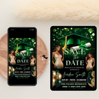 Green Graduation Save The Date Invitation, Senior Grad Announcement Card with photo invite, Class of 2026 Flyer, Digital Printable Template