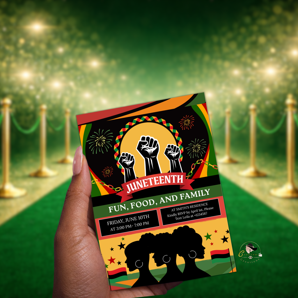 Juneteenth Invitation, Independence Day, Black Freedom Celebration Flyer Card, BBQ Party Invite, Cookout Invite, Digital Printable Template