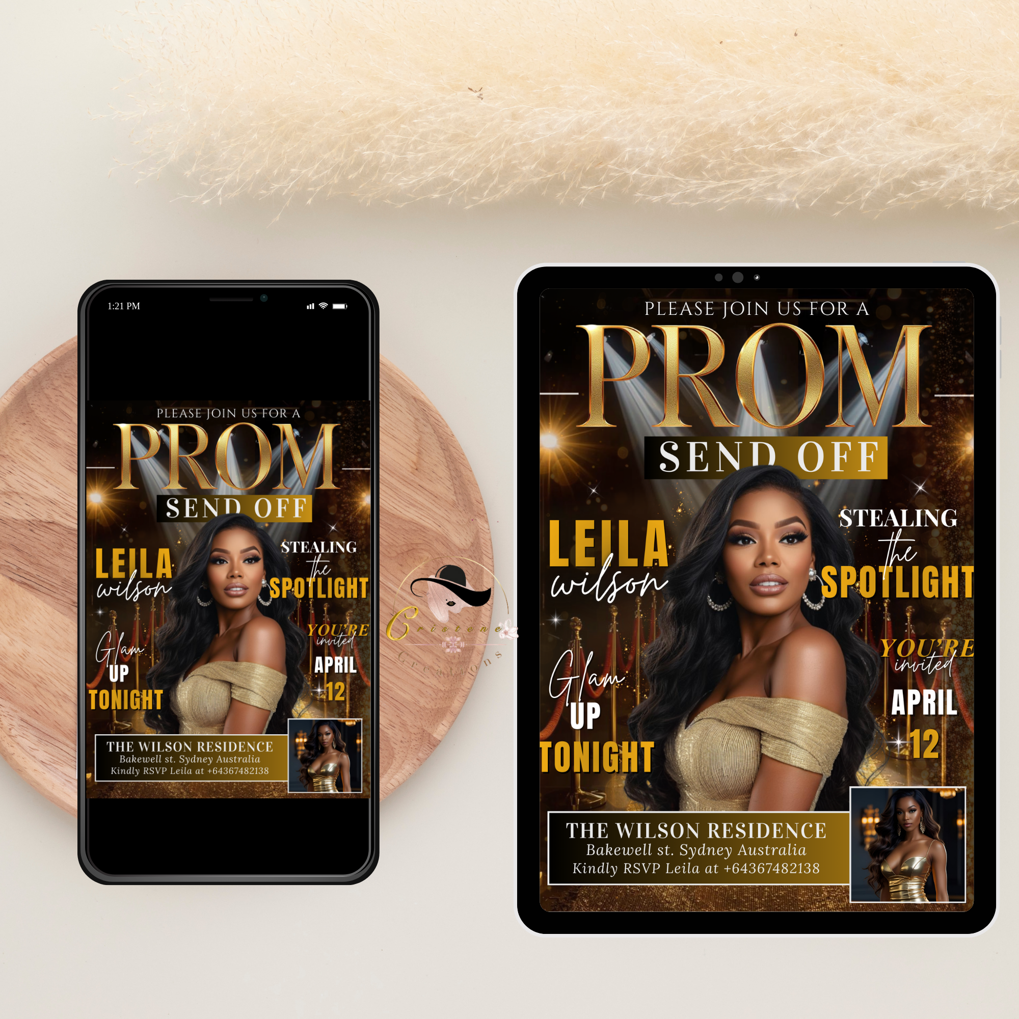 Black Gold Prom Send Off Party Invitation, Prom Queen with photo invite, Girls Prom Night Flyer, Magazine Cover, Digital Printable Template