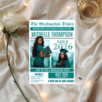 Newspaper Nurse Graduation Announcement Invitation, RN Pinning Ceremony with photo invite, LPN Nursing Graduates, BSN Green Flyer Template