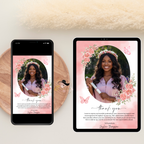 Wildflower Graduation Thank You Card with photo, Senior Grad Party Thank you note, Pink Birthday Thank You Cards, Digital Printable Template