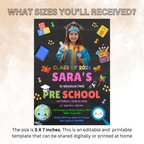 Pre K Graduation Announcement Invitation with Photo, Kindergarten Class of 2026 Invite, Kids Grad Party Invite, Printable Canva Template
