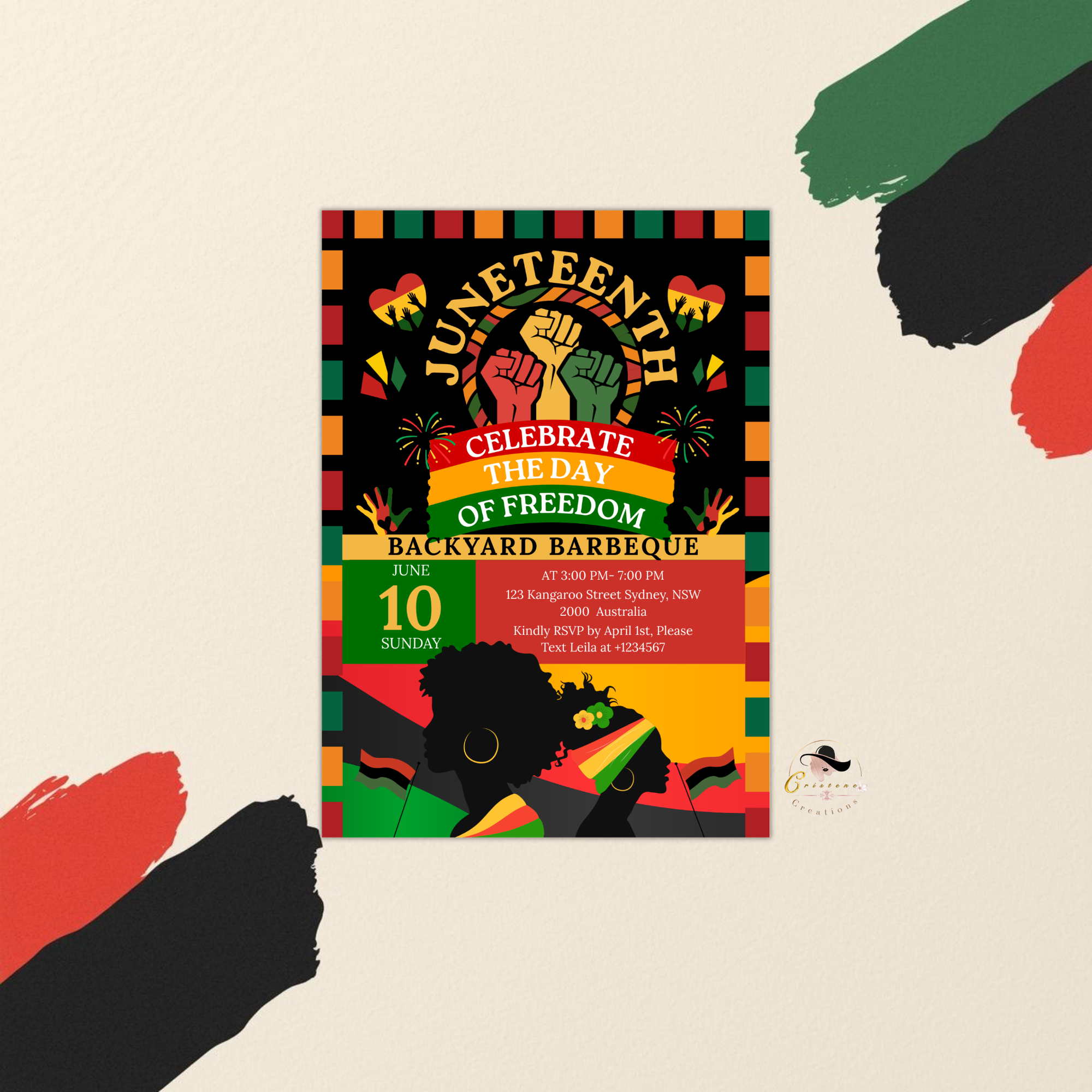 Juneteenth Invitation, Independence Day, Black Freedom Celebration Flyer Card, BBQ Party Invite, Cookout Invite, Digital Printable Template