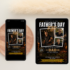 Father’s Day BBQ Party Invitation with photo, Dad Barbecue Cookout Invite, Grill Summer Invite, Black Gold Printable Editable Canva Template