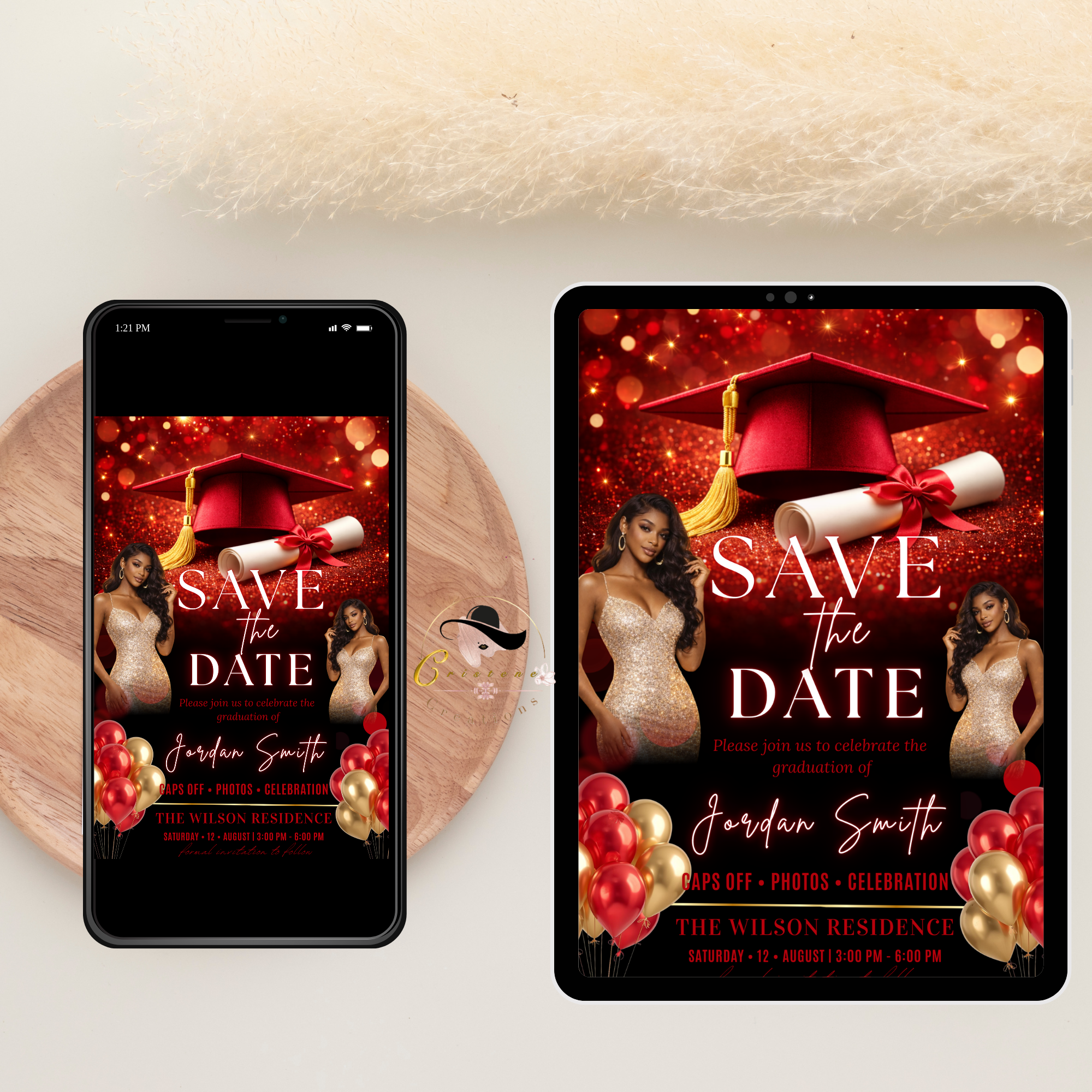 Red Graduation Save The Date Invitation, Senior Grad Announcement Card with photo invite, Class of 2026 Flyer, Digital Printable Template