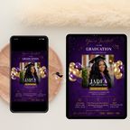 Purple Graduation Announcement Invitation with Photo, Class of 2026 Grad Party Invite for Him and Her High School College Editable Printable