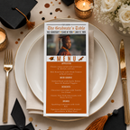 Orange Graduation Newspaper Menu with Photo Template, Senior Grad Dinner Party Menu For Him and Her, Class of 2026 Printable Editable Card