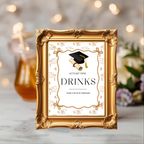 White Gold Coquette Graduation Table Signs Bundle, Senior Grad Favor sign, College Fund Sign, Woman Graduates Party Decor Printable Template