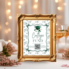 Green Coquette Graduation Table Signs Bundle, Senior Grad Favor sign, College Fund Sign, Food Sign, Graduates Party Decor Printable Template