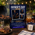 Blue Father’s Day Barbecue Invitation with Photo, Grill Party Invite for Dad, Summer BBQ Cookout Invite, Editable Printable Canva Template