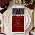 Newspaper Graduation Menu Template, Class of 2026 Grad Party Dinner Menu Card For Him and Her, Maroon Graduates Menu, Printable Canva