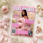Wildflower Baby Shower Invitation with Photo, Pink Floral Baby Girl Shower Invite, Baby In Bloom, Printable Editable Digital Canva Template