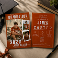 Orange Graduation Announcement Invitation with Photo for Him, Class of 2026 Senior Grad Party Invite, Boy Grad Dinner, Printable Template