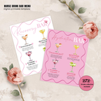 Nurse Graduation Drink Sign, Pink RN LPN CNA Cocktail Menu Card, Nursing Signature Drinks Hydration Station, Editable Printable Template