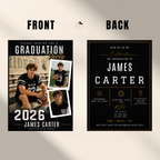 Graduation Invitation with Photo for Him, Class of 2026 Grad Announcement, High School College Grad Party, Black Printable Editable Template