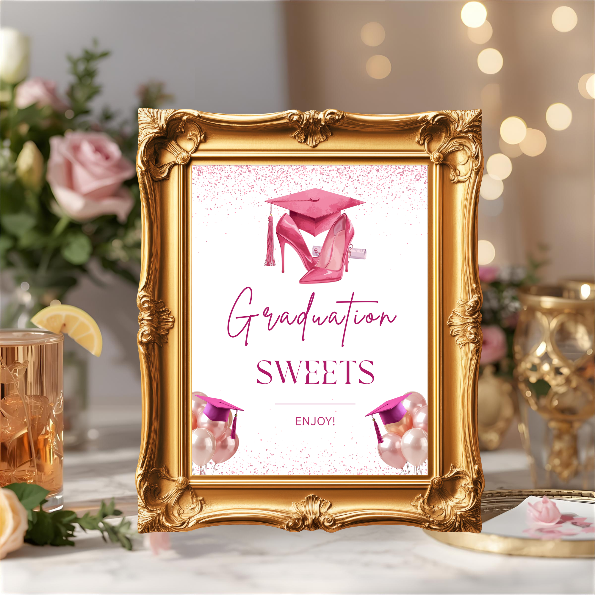 Graduation Party Table Signs Bundle, Senior Grad Favor sign, Dessert Sign, Food and Drinks Sign, Woman Graduates Decor Printable Template